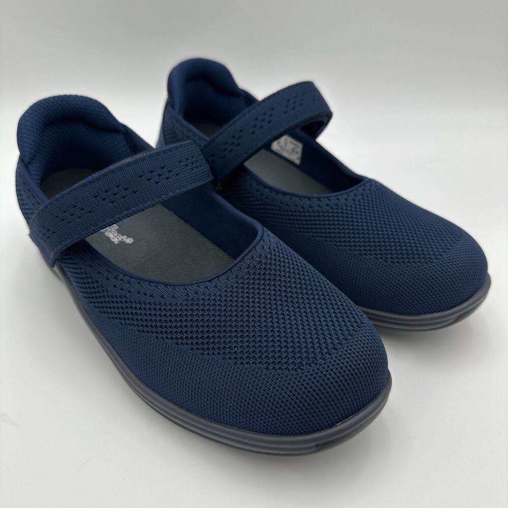 Orthofeet Jessa Mary Jane Shoes Size 9 XX-Wide Adjustable Orthopedic Navy Blue